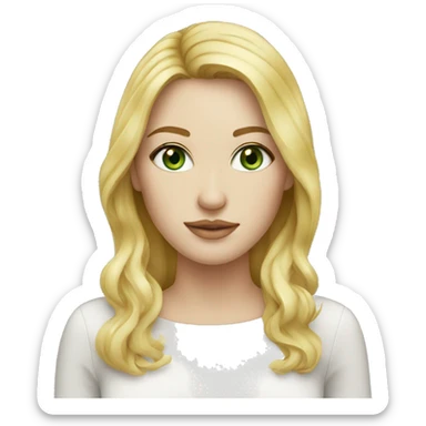 white woman with green eyes, blonde ombré hair with freckle sticker