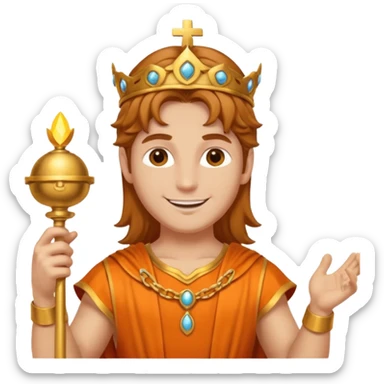 Mercury, Message God from Rome Mythology with long light brown hair , orange and gold outfit, sticker