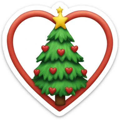 Christmas tree heart sticker