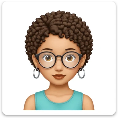 a lightskin mixed girl with hoop earrings and curly hair with glasses and an arabic girl with pixiee cut sticker