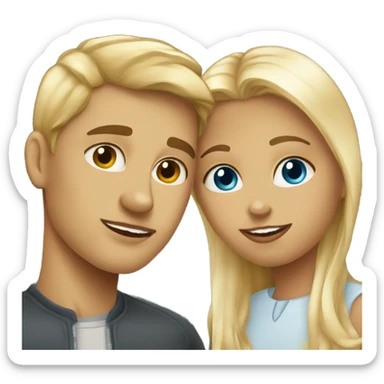 Blonde Estonian girl and tanned American boy kissing sticker