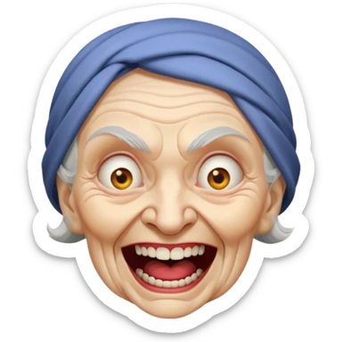 mad ugly old laughing evil woman sticker