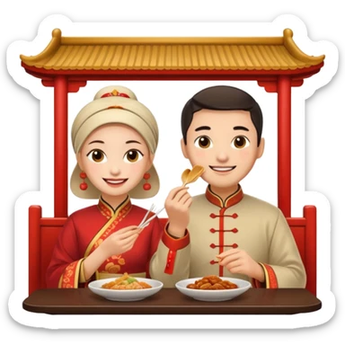 ligth couple having dinner at a Chinese restaurant sticker