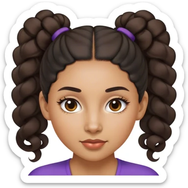 A mixed-race woman with a sleek, middle-parted ponytail, with her curls tucked behind. sticker