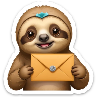 A sloth holding a invitation in his hand sticker