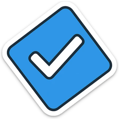 tilted blue square featuring bold white check mark in the middle sticker