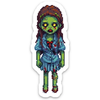 brunette zombie girl sticker