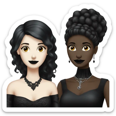 two goth women, black wedding dresses sticker
