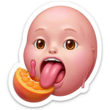 langue qui dépasse d'une bouche humaine ouverte et lèche un abricot sticker