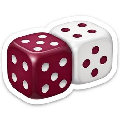 two dices in with burgundy heart details sticker