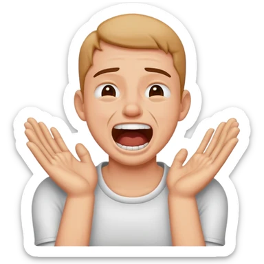 person choking themselves with hands and laughing crying sticker