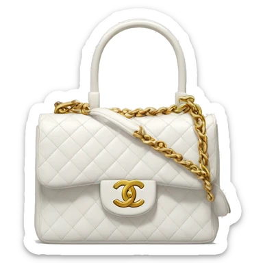 white chanel top handle bag with gold hardware sticker
