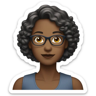 girl in her 40's with blue eyes, glasses, and slight curly hair to the shoulders sticker