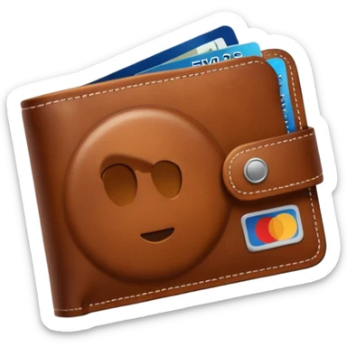 portefeuille marron avec quelques billets et carte bancaire sticker