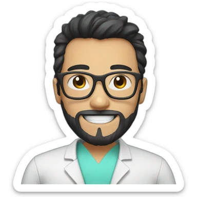 Dental Student with a really starting black beard and glasses sticker