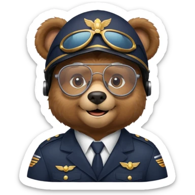 pilot bear with glasses sticker