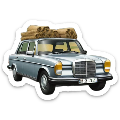 trip around galicia in a old mercedes benz w115 sticker