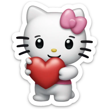 hello kitty holding a heart sticker