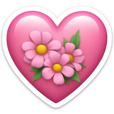 Pink heart with flowers sticker