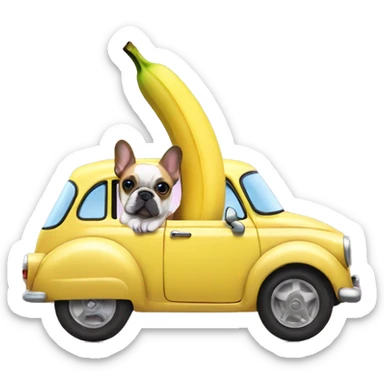 Banana car with a French bulldog in the car sticker