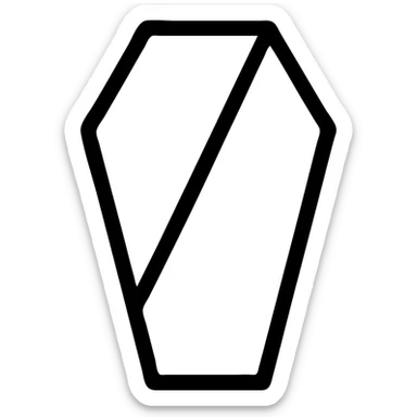 a coffin split diagonally, half black, half red, graphic style sticker