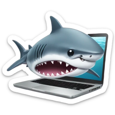 A shark with Sunglasses and a cappy on the laptop s sticker