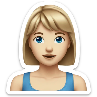 girl with light brown hair with bangs with blue eyes with fair skin sticker