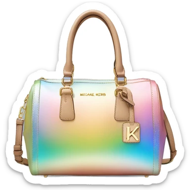 Realistic iridescent pastel rainbow michael kors satchel purse. sticker