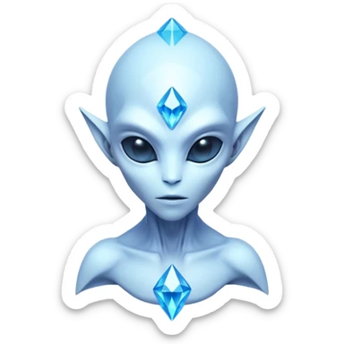 crystal alien portrait, head and shoulders only, transparent crystal skin, glowing core inside chest, sharp geometric features, 3D cartoon, mobile game icon style, clean background, no text, no watermark
 sticker