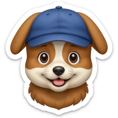 Dog with a cap sticker