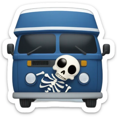 Skeleton drives a dark blue Campervan  sticker