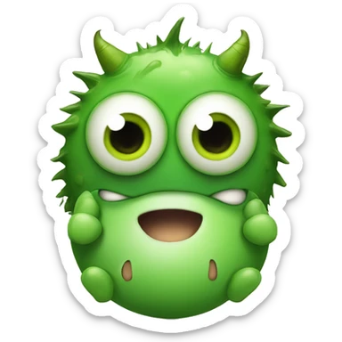 little green monster, small with a round head and big round eyes and have one eyes sticker