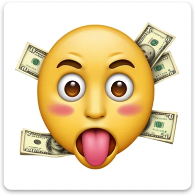 Make a money face emoji but its tongue is out and really freaky sticker