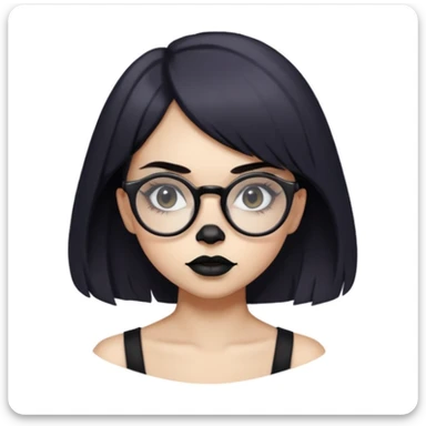 shoulder length, wolf cut girl with round, but square glasses alternative sticker