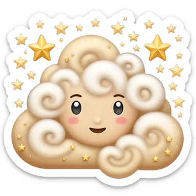 A cloud of dust with various swirls and stars emerging from it. sticker