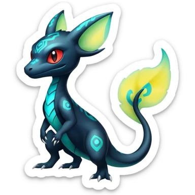 Shiny Exotic Salandit-Umbreon-Charmeleon-Fakémon-hybrid-creature (full body)  sticker
