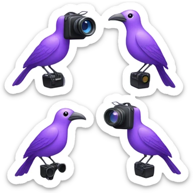 Purple bird with video camera  sticker
