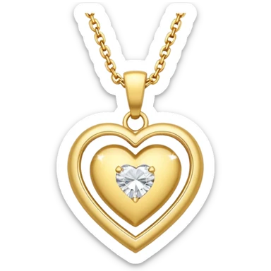 gold chain with a diamond heart pendant sticker