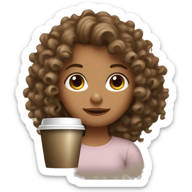 a curly haired bronde girl that drinks coffee sticker