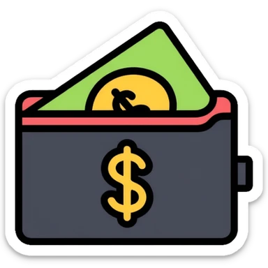 black purse with dollar symbol on it sticker