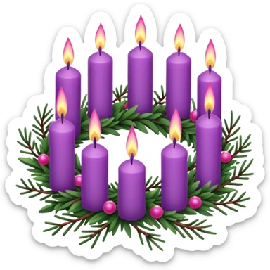 advent wreath with 3 purple candles and one pink candle sticker