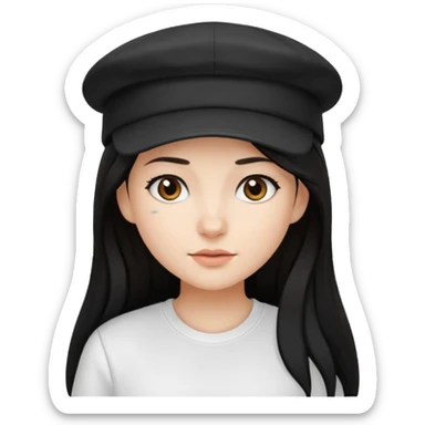 Girl with turned back black cap and a long hair  sticker