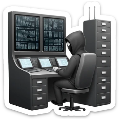 monochrome hacker terminal command center sticker