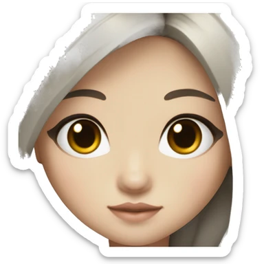 korean girl doll eyes pretty black long hair brown eyes sticker