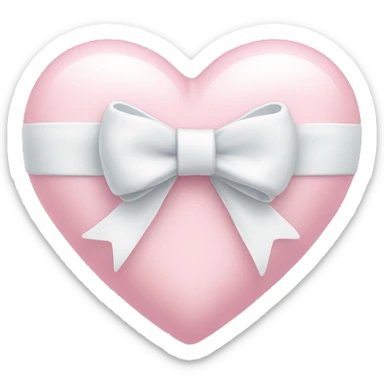 Pastel pink heart with white bow sticker