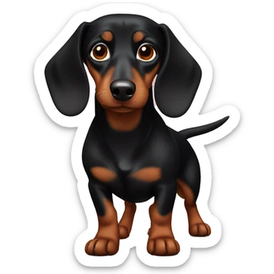 black and brown dachshund full body sticker