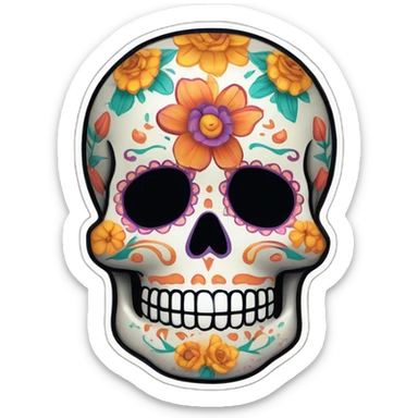 dia de los muertos sticker skull mexico flores de cempasuchil sticker