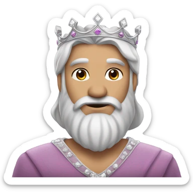 A men with black brown beard and long black hair with a princess crown  sticker