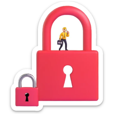 A person looking confused with a question mark and a lock, forgot password concept sticker