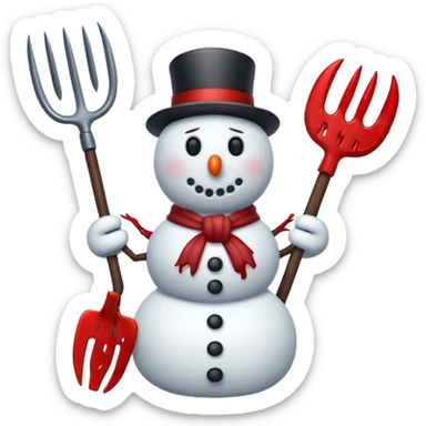 murderous snowman bloody pitchfork sticker